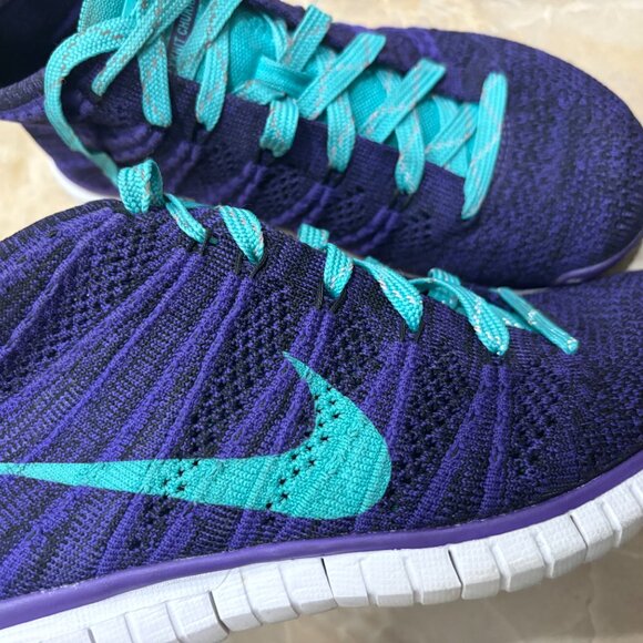 Nike Flyknit Chukka purple teal sz 5.5 639699-500 - Picture 2 of 6
